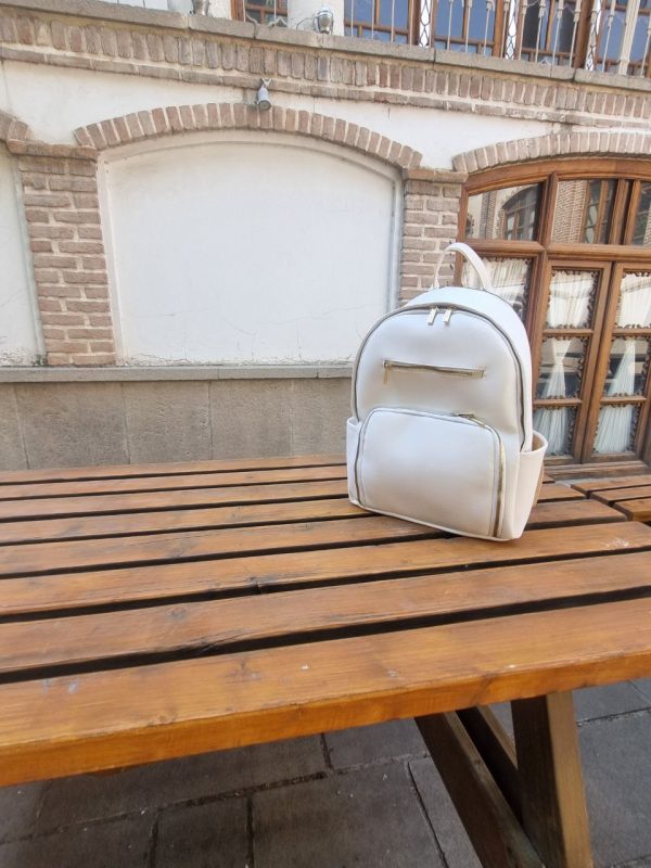 کوله لپتاپ دانشجویی دارای محفظه غذا – رنگ سفید - Image 4